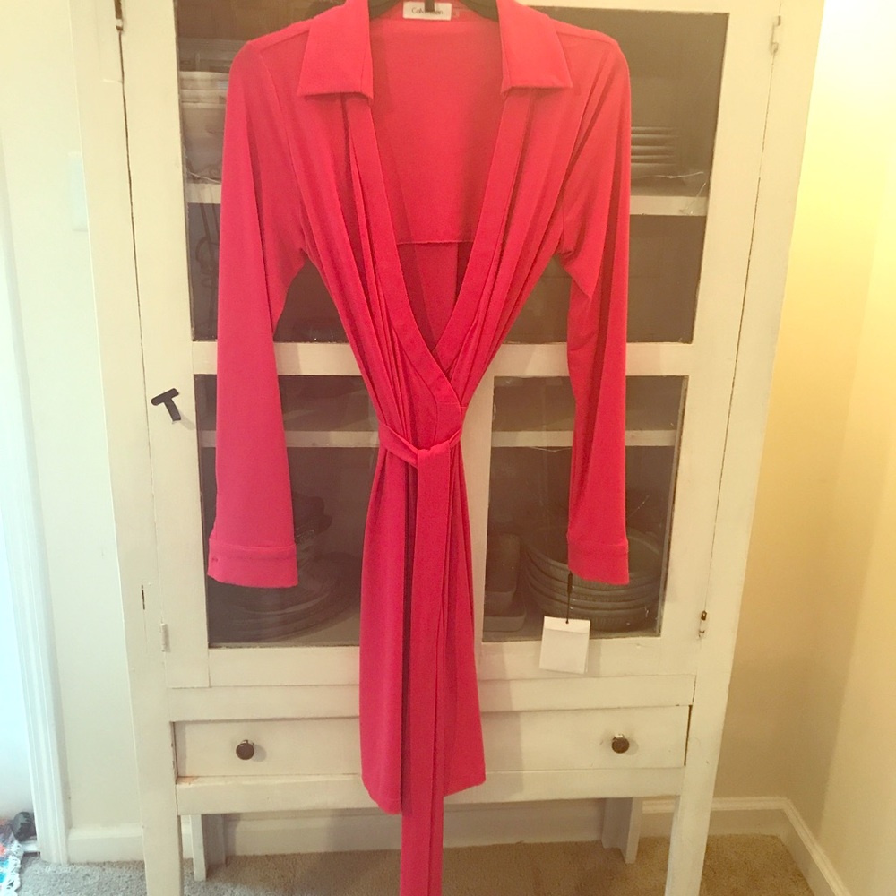 Calvin Klein hot pink wrap dress